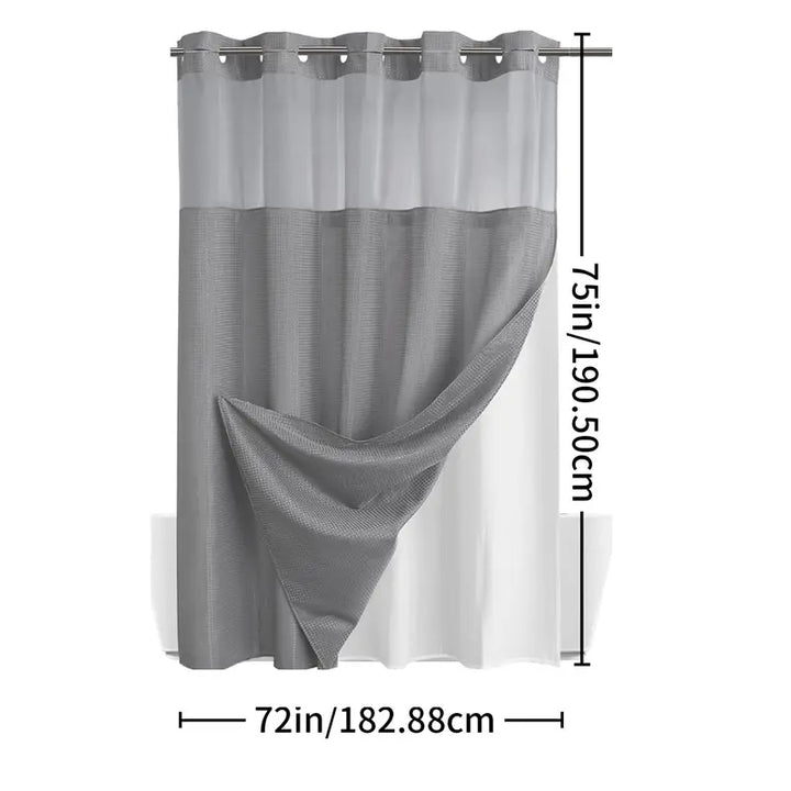 Shower Curtain with Snap-In Liner Wagonfly, Waterproof Inner Liner, Washable Cloth Curtain