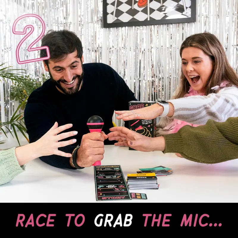 Grab The Mic Karaoke Game Foam Microphone 125 Word Cards & Game Board