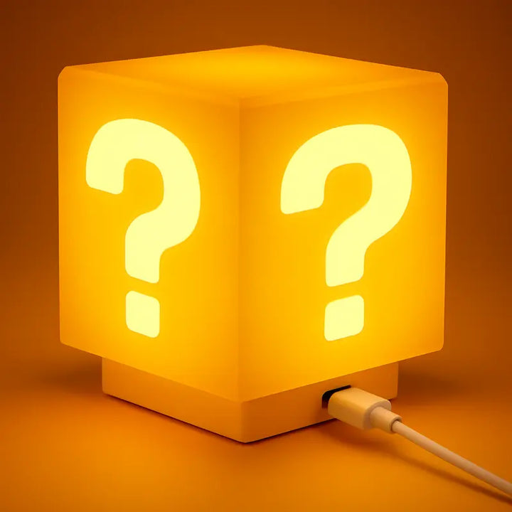 Question Block Lamp with Sound Effects – USB Powered LED Night Light for Gaming Room Decor