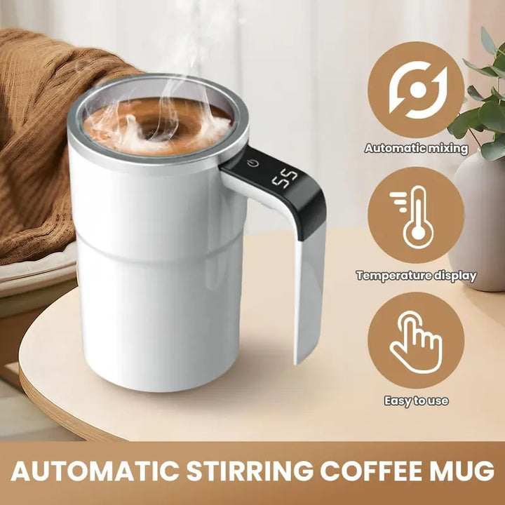 Magnetic Self-Stirring Coffee Mug – Rechargeable Automatic Mixing Cup with LCD Thermometer