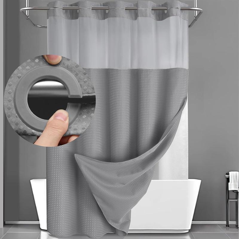 Shower Curtain with Snap-In Liner Wagonfly, Waterproof Inner Liner, Washable Cloth Curtain