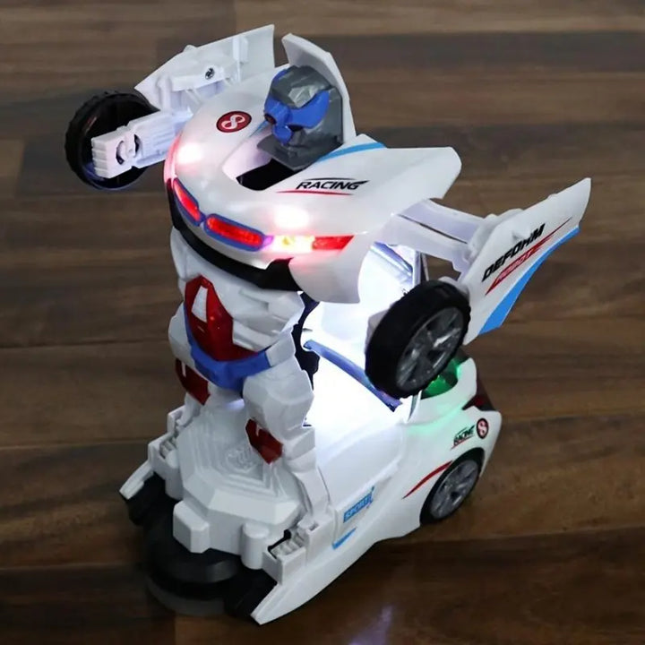 Automatic Deformation Robot Car Toy Transforming Car with Lights, Music & Obstacle Avoidance