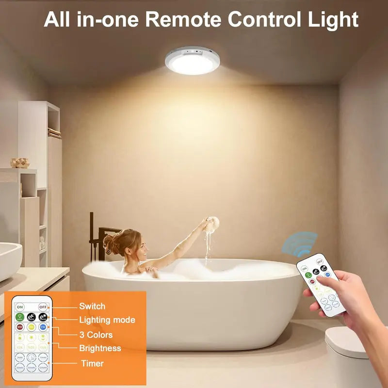 Battery Powered Motion Sensor Ceiling Light – Rechargeable Wireless Light with Remote