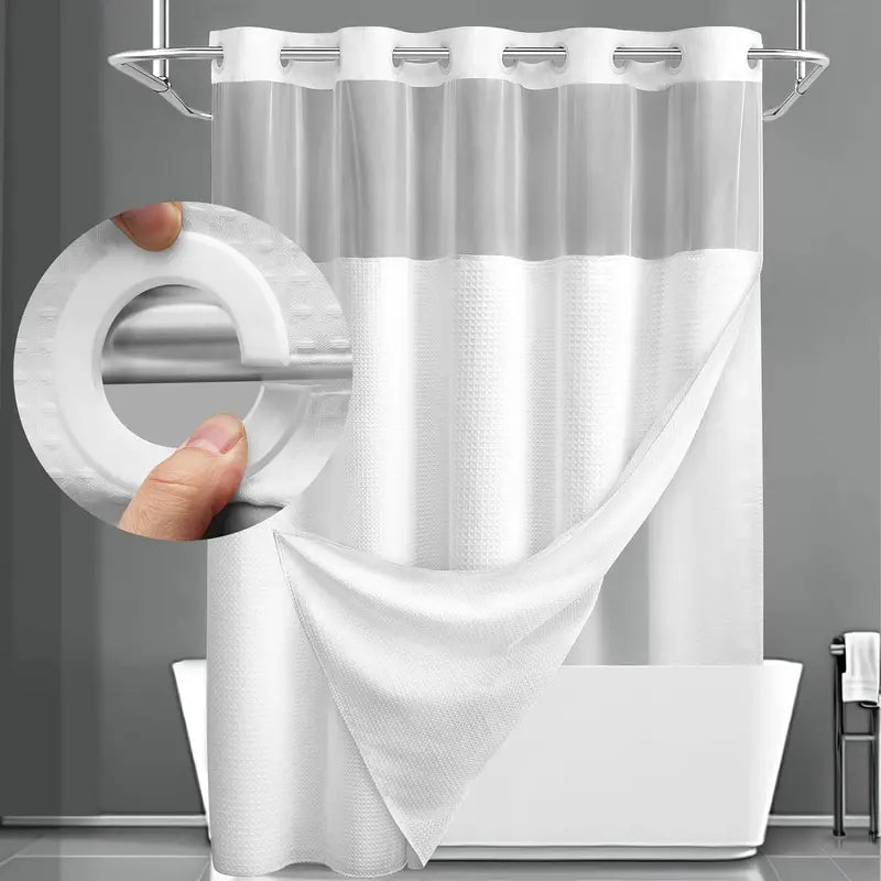 Shower Curtain with Snap-In Liner Wagonfly, Waterproof Inner Liner, Washable Cloth Curtain