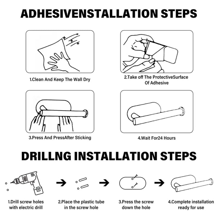 Self-Adhesive Paper Towel Holder Wall Mount, Space-Saving Design for Kitchen & Bathroom