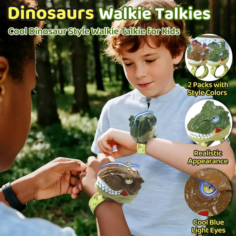 Kids Walkie Talkies – 2 Pack T-Rex Walkie Talkies, Long Range, Adjustable Strap, Durable for Ages 3-12