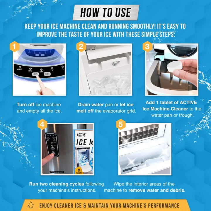 24-Pack Ice Maker Cleaner Tablets Nickel Safe Descaler for Countertop Nugget Ice Machines