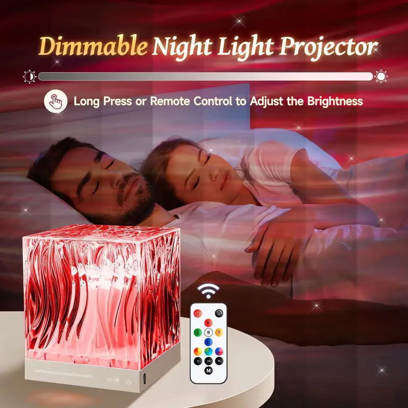 Flower Ambient Lamp with Water Ripple Effect – Dimmable, Remote Control, Romantic Bedroom Decor