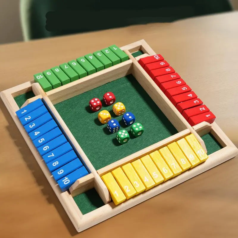 Classic Wooden Board Game – 4 Players Dice Game for Family Fun & Skill Development