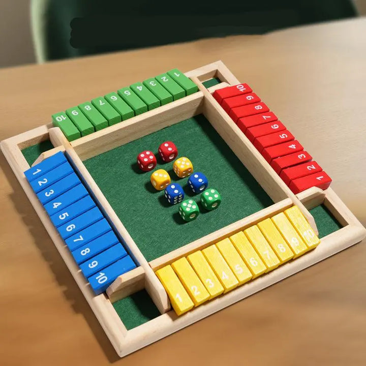 Classic Wooden Board Game – 4 Players Dice Game for Family Fun & Skill Development