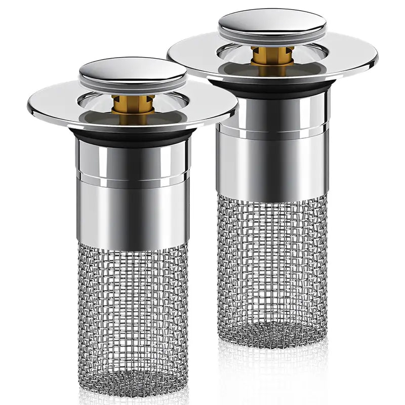 Bathroom Sink Drain Strainer – Pop Up Sink Stopper with Removable Stainless Steel Hair Catcher
