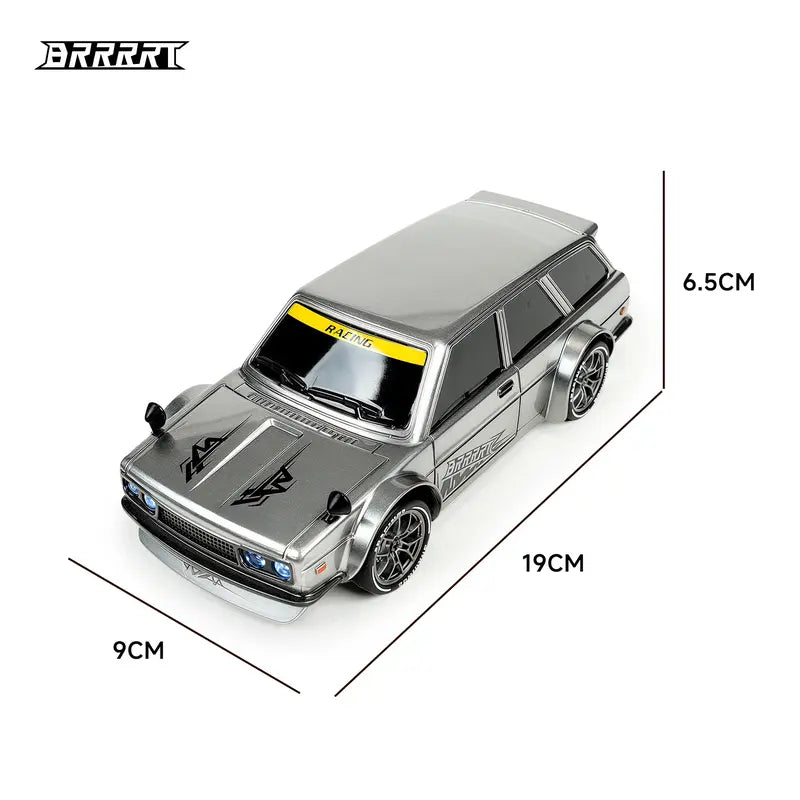 High-Speed Drift Racer with Wireless Remote Four-Wheel Drive, LED Headlights, Shock-Resistant PVC Body