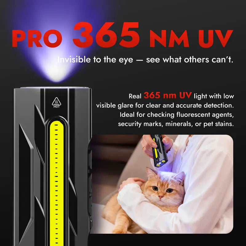 T9 EDC Flashlight – 1500 Lumens Multi-Light LED with Red Laser, UV & USB-C Rechargeable