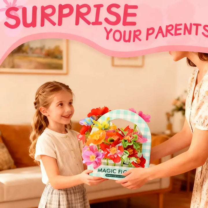 Arts and Crafts for Kids – DIY Flower Bouquet Kit for Girls, Press Fabric Flowers, Ages 3-12