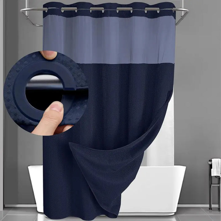Shower Curtain with Snap-In Liner Wagonfly, Waterproof Inner Liner, Washable Cloth Curtain