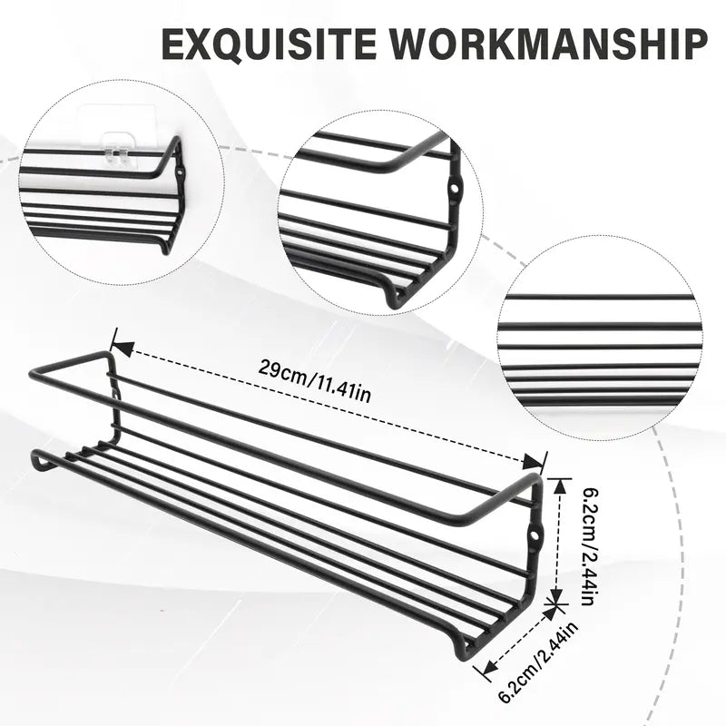 Wall Mounted Spice Organizer 2/4PCS Kitchen Storage Racks with Adhesive Stickers & Screws