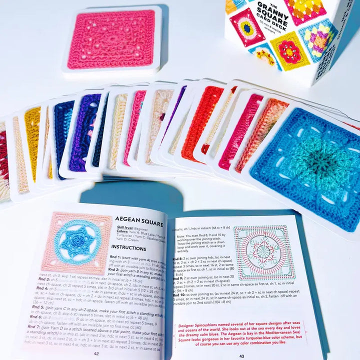 Granny Square Crochet Card Set – 50 Unique Designs, Beginner-Friendly Knitting Guide