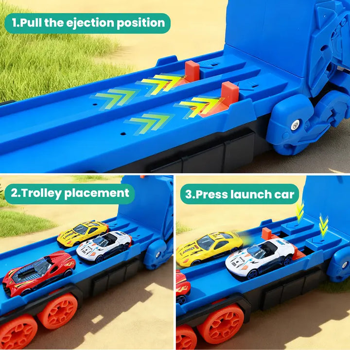 Dinosaur Transport Truck Toy – 12 Die-Cast Cars, Dino Transformation, Ideal Gift for 3-6 Year Old Boys