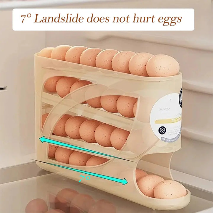 Automatic Rolling Egg Dispenser 4-Tier Egg Holder Tray for Refrigerator, Holds 28 Eggs