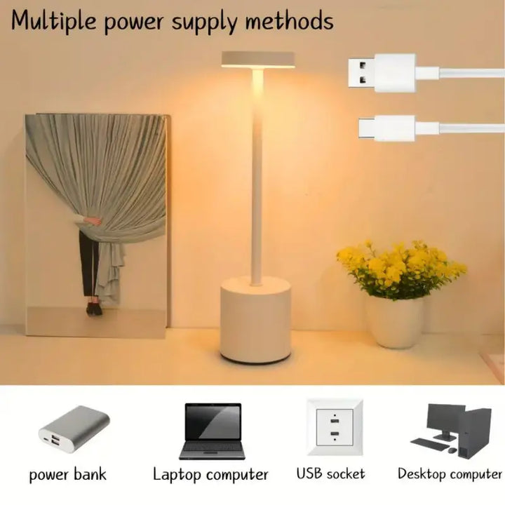 USB Rechargeable Table Lamp Modern Touch Control LED Desk Lamp, Wireless Ambient Light