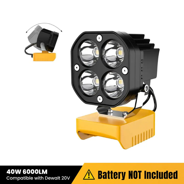 Cordless LED Work Light 40W 6000LM Adjustable Floodlight, Milwaukee Battery Compatible