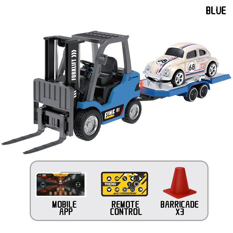 Hotfree 1/64 Mini RC Forklift 11-Channel Remote Control Excavator with 2-in-1 Lift Fork & Hook
