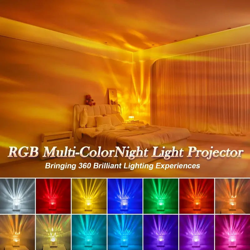 Flower Ambient Lamp with Water Ripple Effect – Dimmable, Remote Control, Romantic Bedroom Decor