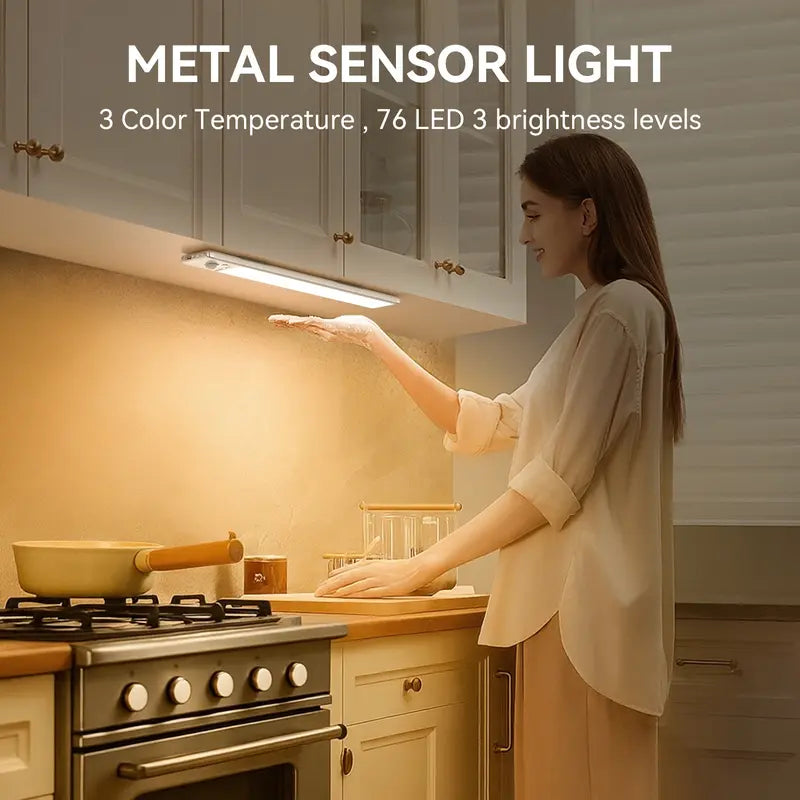Motion Sensor Under Cabinet Lights – Dimmable, USB Rechargeable, Magnetic Installation