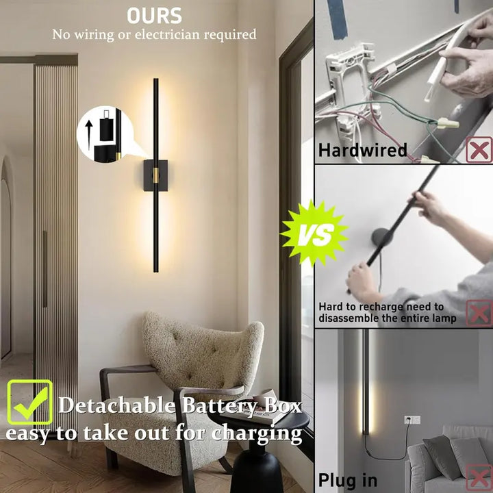 Modern Battery Operated Wall Lights – Set of 2, 31.5″ LED Sconces with Remote for Picture & Accent Lighting