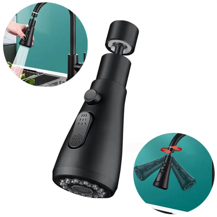 Universal Faucet Sprayer Head Rotatable Sink Aerator with Anti-Splash & Pull Down Design