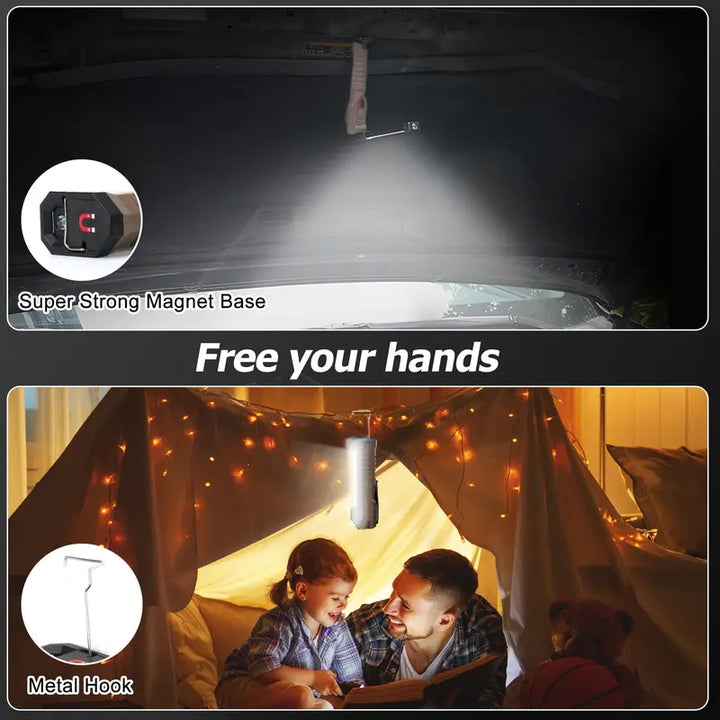Rechargeable Flashlights – LED Work Light with Magnetic Base, Hanging Hook & 180° Rotate, 5 Modes