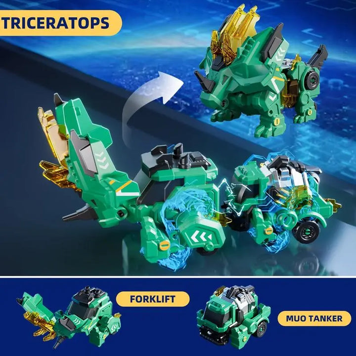 6-in-1 Magnetic Dinosaur Transformer Car – Auto Collision to Dragon & Unicorn, Build-Your-Own STEM Toy