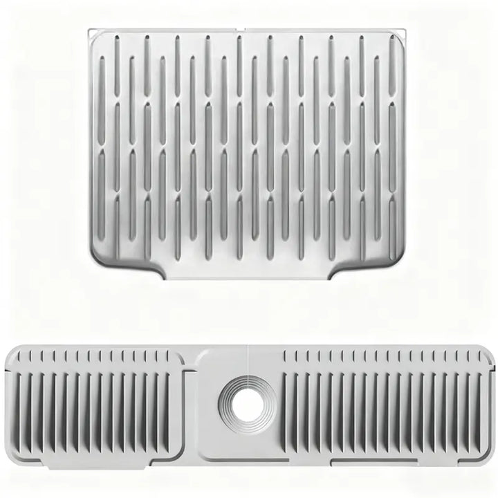 Sink Faucet Protector Mat Silicone Drainage Pad with Adjustable Hole, Waterproof and Non-Slip