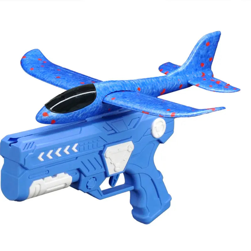 Foam Glider Airplane Toy for Kids – 9.45-inch Airplane with Blue Launcher & 3 Flight Toys
