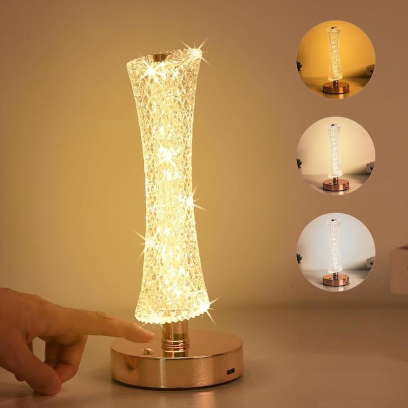 USB Rechargeable Modern Crystal Table Lamp LED Night Light